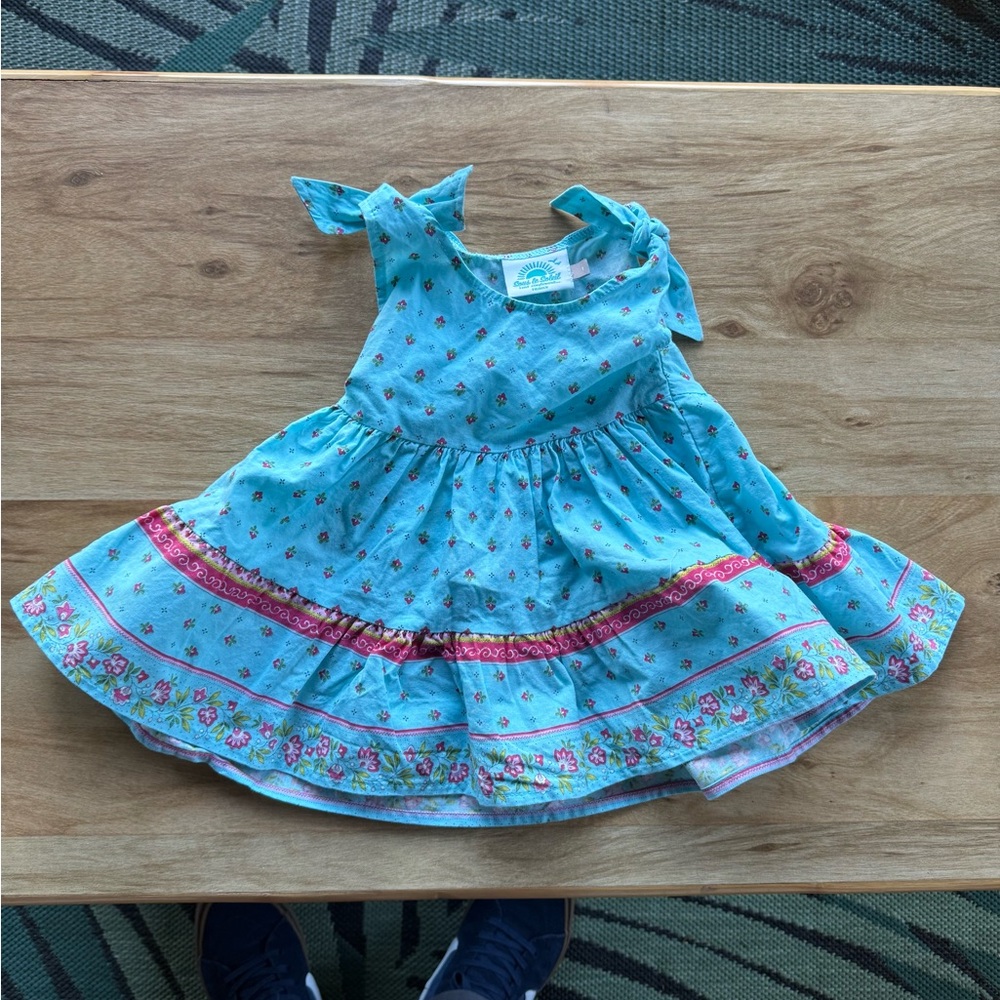 Provençale Floral Blue Sleeveless Dress France by Sous Le Soleil 12M